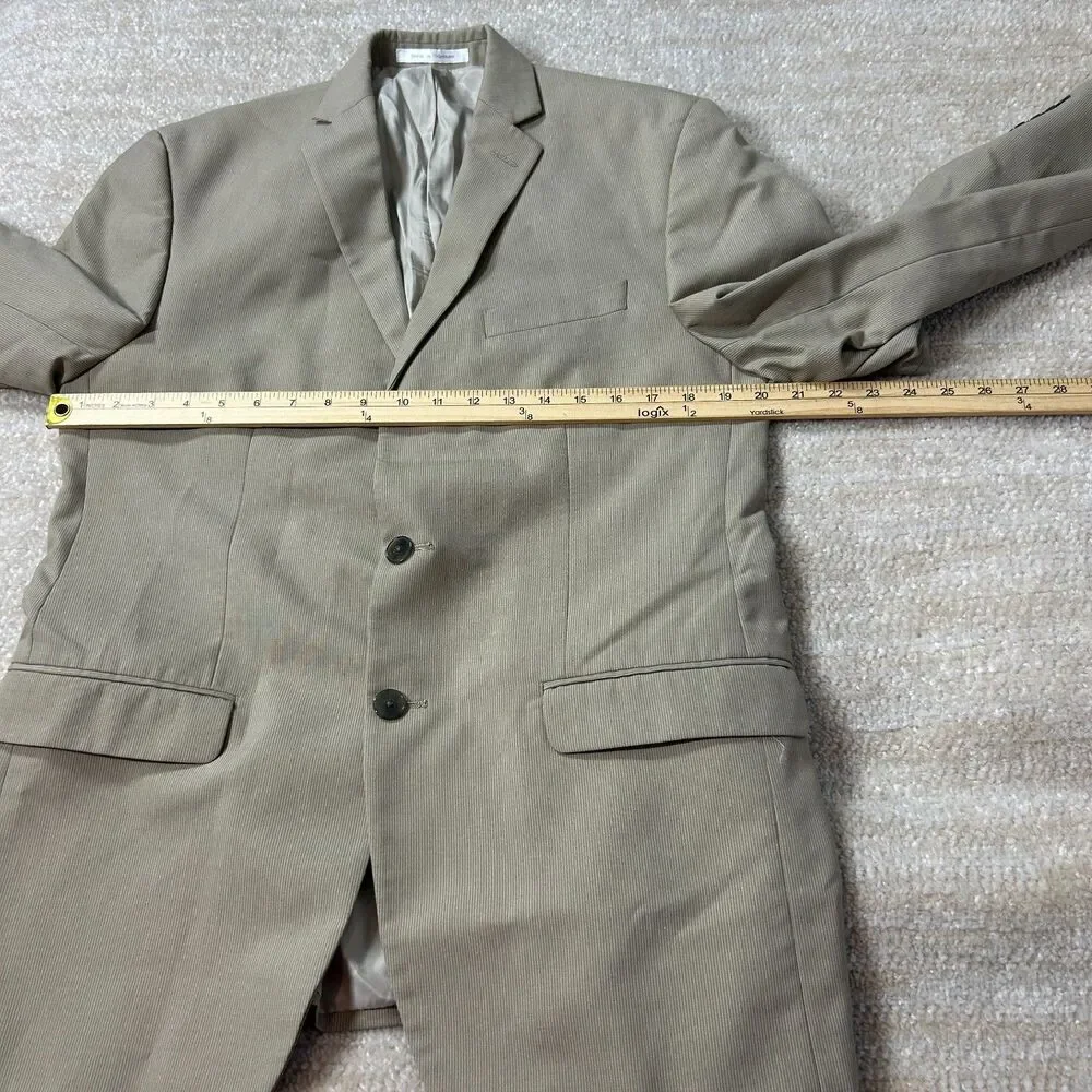 Calvin Klein Beige Pinstripe Blazer Jacket Size 40R Regular Fit